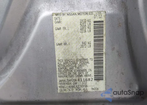 2013 Nissan Altima 2.5 S from USA, damaged, VIN 1N4AL3AP2DN411682